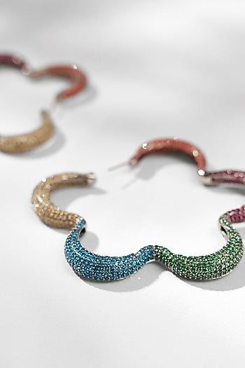 White Plated Cubic Zirconia Hoop Earrings