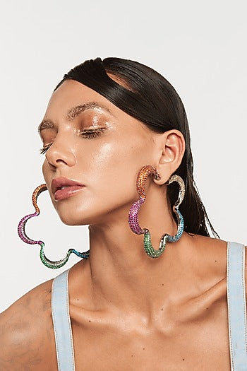 White Plated Cubic Zirconia Hoop Earrings