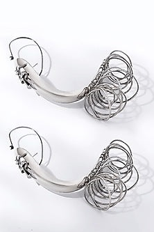 Silver Plated Motif Half-Hoop Earrings