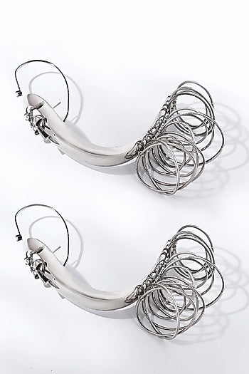 Silver Plated Motif Half-Hoop Earrings
