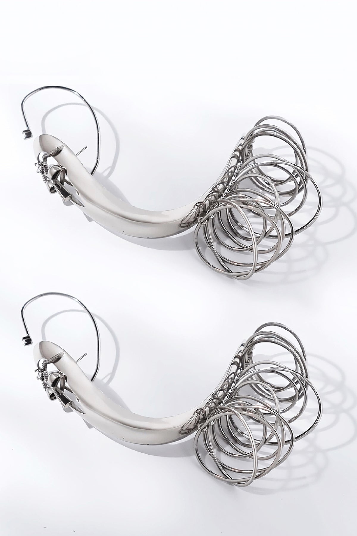 Silver Plated Motif Half-Hoop Earrings