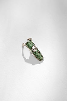 Silver Plated Jade Green Fingertip Ring