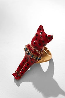 Gold Finish Fiery Red Enameled Ring