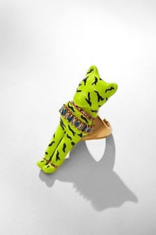 Gold Finish Electric Yellow Enameled Ring