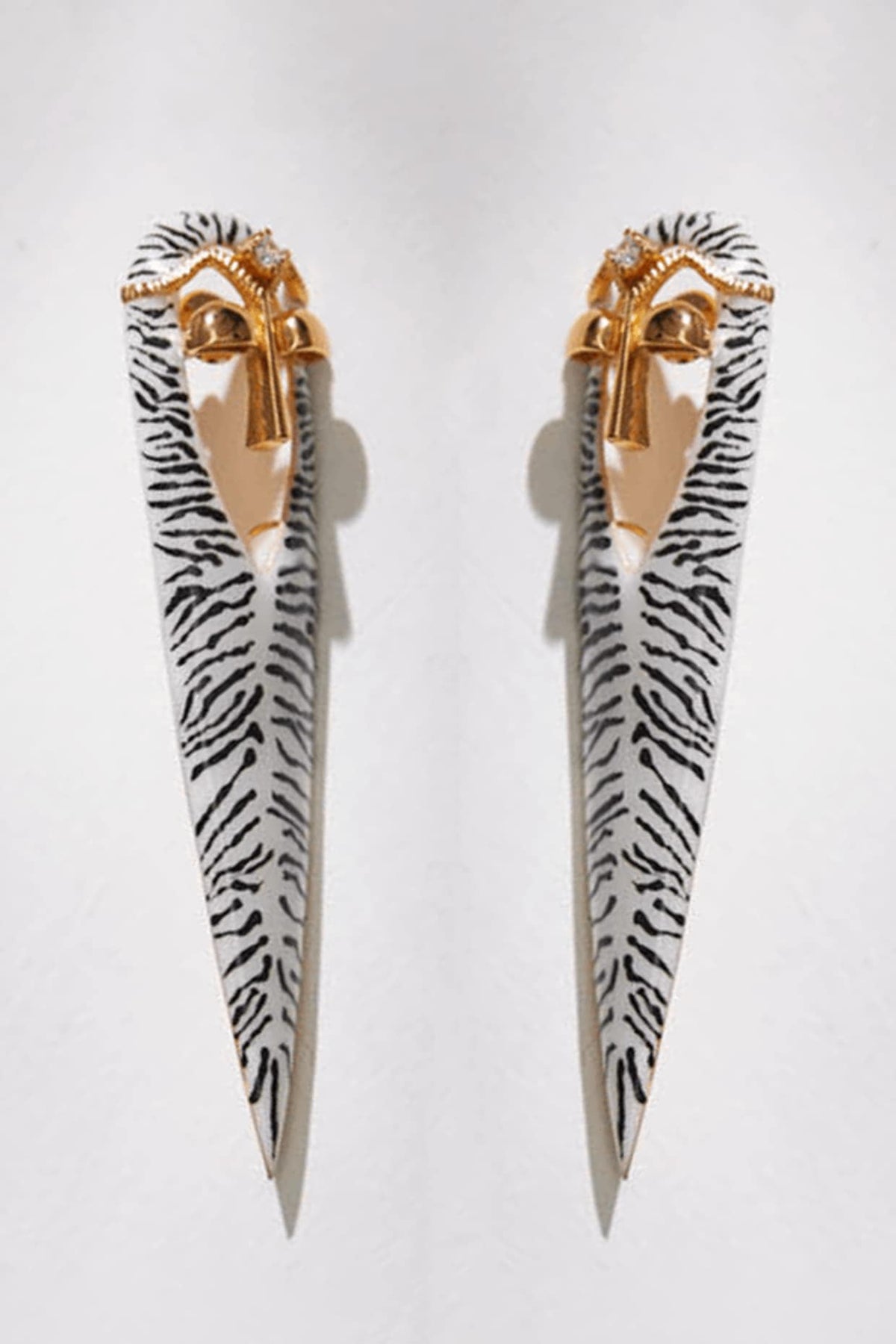 Gold Plated Zebra Enameled Zircon earrings