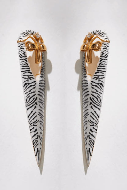 Gold Plated Zebra Enameled Zircon earrings