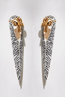 Gold Plated Zebra Enameled Zircon earrings