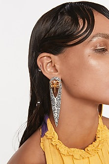 Gold Plated Zebra Enameled Zircon earrings