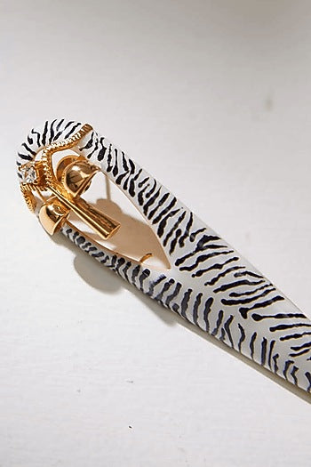 Gold Plated Zebra Enameled Zircon earrings