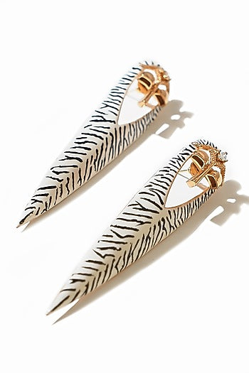 Gold Plated Zebra Enameled Zircon earrings