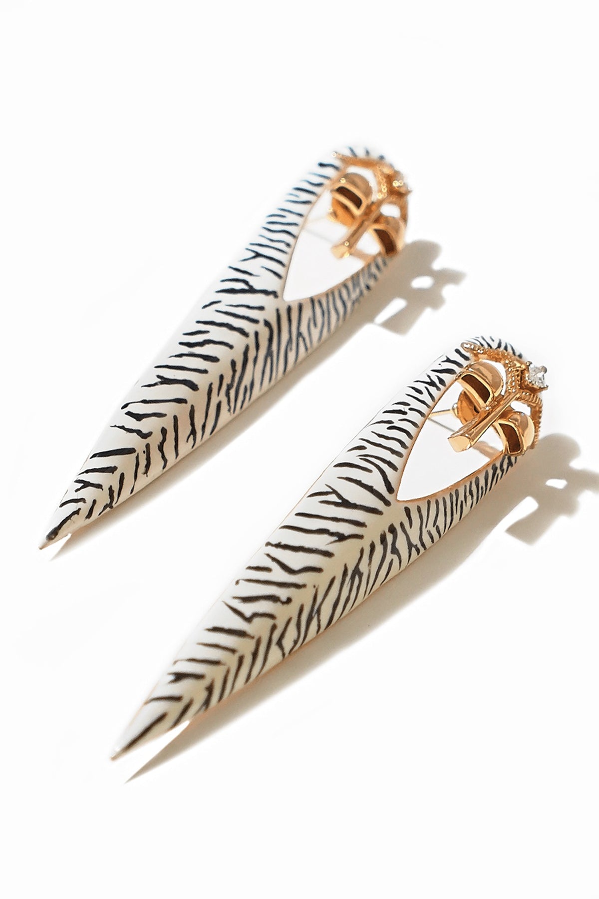 Gold Plated Zebra Enameled Zircon earrings