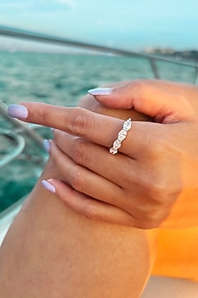 White Finish Oval-Shaped Diamond Ring