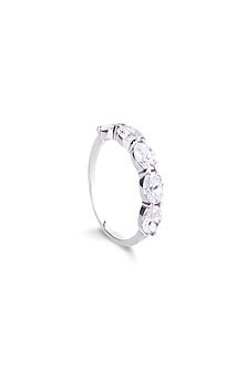White Finish Oval-Shaped Diamond Ring