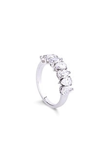 White Finish Pear-Shaped Diamond Ring