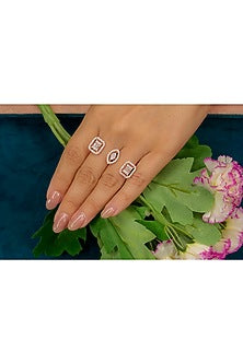 Rose Gold Finish Round Diamond Trio Ring