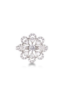 White Finish Pear-Shaped Diamond Rose-Cut Ring