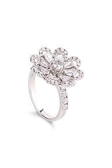 White Finish Pear-Shaped Diamond Rose-Cut Ring