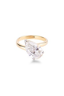 Yellow Gold Finish Pear-Shaped Diamond Ring