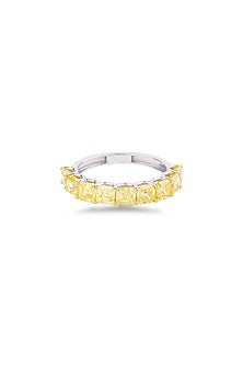 White Finish Asher-Cut Lemon Yellow Diamond Ring