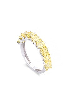 White Finish Asher-Cut Lemon Yellow Diamond Ring