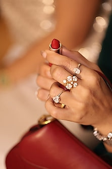 Rose Gold Finish Round Pink Diamond Ring