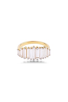 Rose Gold Finish Baguette-Cut Diamond Ring