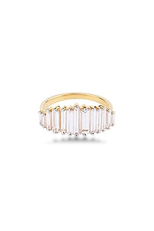 Rose Gold Finish Baguette-Cut Diamond Ring