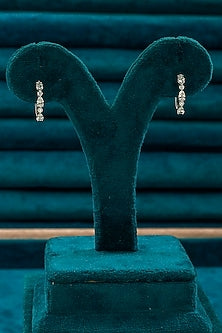 White Finish Round & Pear-Shaped Diamond Huggie Earrings