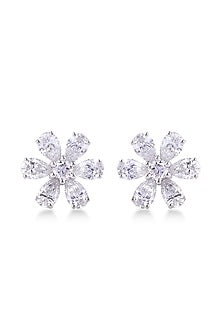 White Finish Pear-Shaped Diamond Stud Earrings
