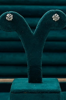 White Finish Round Diamond Stud Earrings