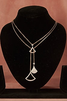 Yellow Gold Finish Round Shaped Diamond Necklace