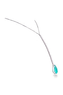 White Finish Round-Shaped Diamond & Emerald Stone Necklace