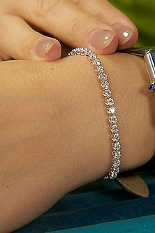Rose Gold Finish Round-Shaped Diamond Tennis Bracelet