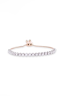 Rose Gold Finish Round-Shaped Diamond Tennis Bracelet