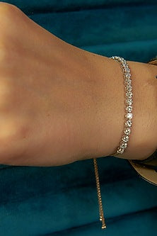 Rose Gold Finish Round-Shaped Diamond Tennis Bracelet