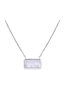 White Finish Diamond Rectangular Necklace
