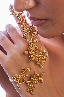 Gold Plated Handcrafted Floral Hand Harness