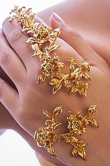 Gold Plated Handcrafted Floral Hand Harness