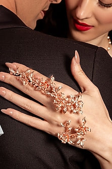 Rose Gold Plated Handcrafted Floral Hand Harness