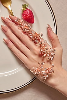 Rose Gold Plated Handcrafted Floral Hand Harness