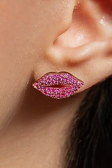 Rose Gold Plated Pink Stone Handcrafted Stud Earrings