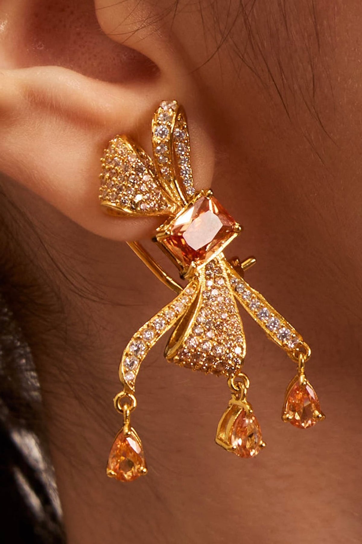 Gold Plated Diamond Handcrafted Stud Earrings