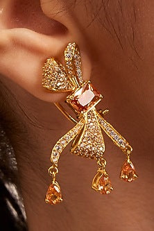 Gold Plated Diamond Handcrafted Stud Earrings