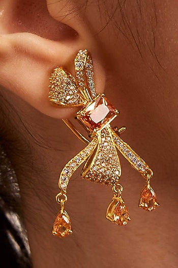 Gold Plated Diamond Handcrafted Stud Earrings