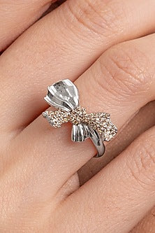 Silver Plated Champagne Stone Handcrafted Ring