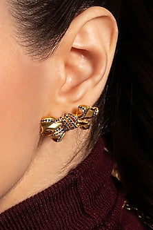 Gold Plated Sapphire Stone Stud Earrings