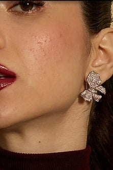 Silver Plated Champagne Stone Handcrafted Stud Earrings