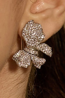 Silver Plated Champagne Stone Handcrafted Stud Earrings