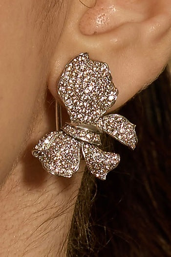 Silver Plated Champagne Stone Handcrafted Stud Earrings
