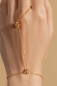 Gold Plated White Stone Hand Harness